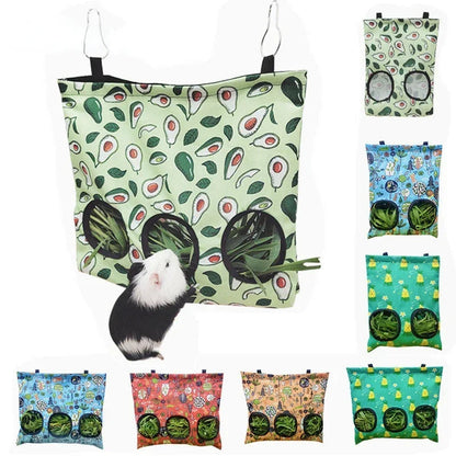 Hay Bag Hanging Pouch Feeder Holder Feeding Dispenser Container for Rabbit Guinea Pig Small Animals Pet Bunny Cage Accessories