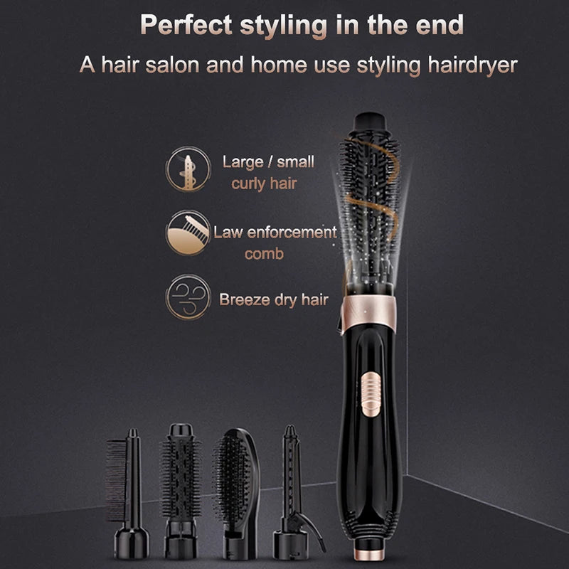 High-end ionic 4 in1 hair dryer styler power cord hot air brush comb professional electric hair straightener