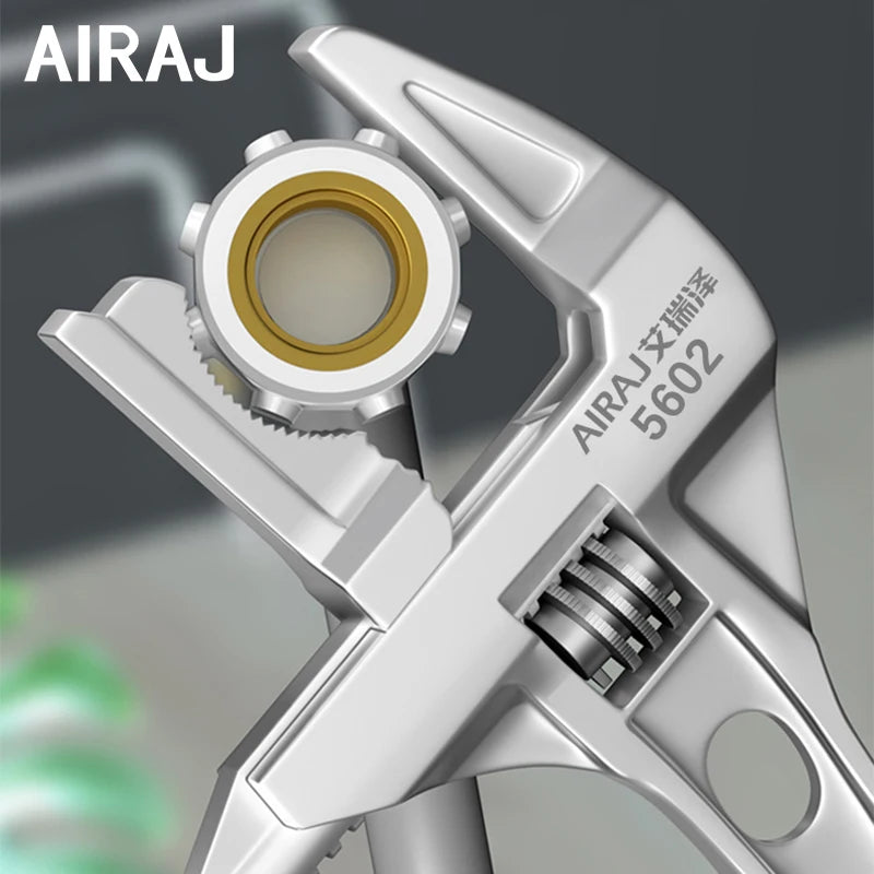 AIRAJ 1pc Industrial-grade Large-opening Adjustable Wrench Dual-purpose Pipe Wrench Anti-slip Plumbing And Auto Repair Wrench