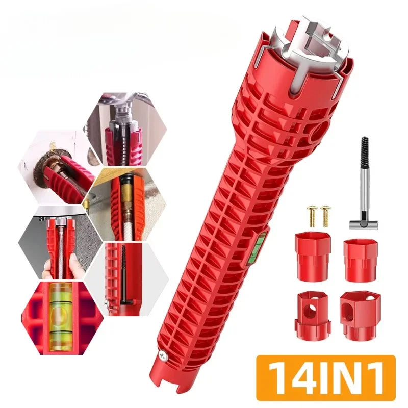 14 In 1 Faucet Sink Wrench Pipe Wrenches Faucet Sink Installer Kit for Bathroom Kitchen Plumbing Repair Installation Hand Tools