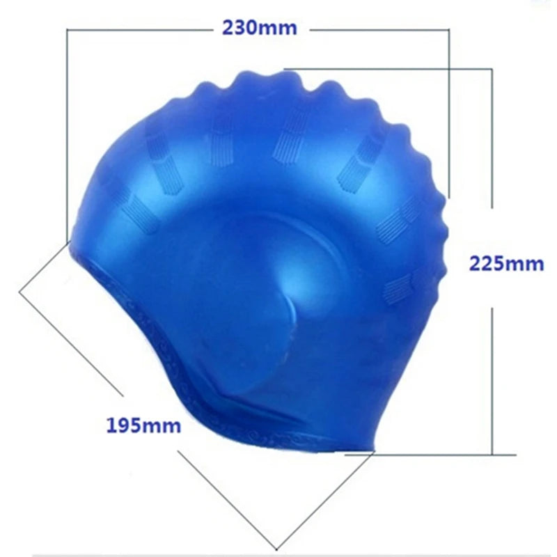 Men Women Swimming Caps Long Hair Waterproof Swim Pool Cap Ear Protect Silicone Diving Hat