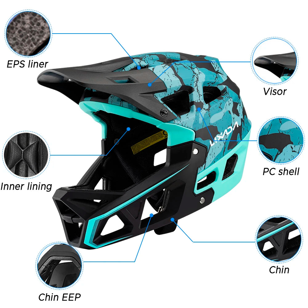 Full Face Mountain Bike Helmet Adult Racing Downhill MTB Helmet Equipped with EPP Chin Support for Adults Mountain Bike Cyclist