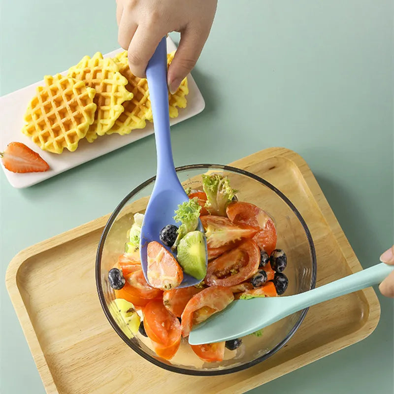 Silicone Salad Shovel Spatula Non-stick Cookware Cake Pastry Food Baking Scraper Kitchen Fruit Butter Batter Cream Mixing Spoon