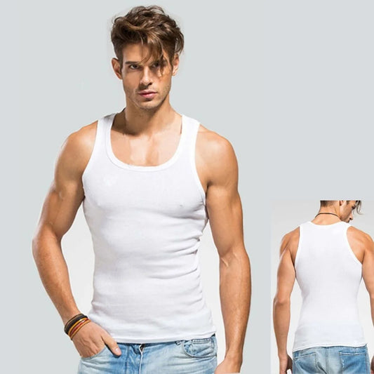 HOT Summer Plus Size Male Clothes Tank Tops 100% Pure Cotton Sleeveless Fitness T-shirt Elastic Bodybuilding Vest For Men Women