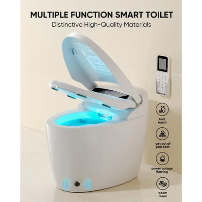 Smart Toilet, Tankless Toilet with Warm Water Sprayer and Dryer,Heated Bidet Seat, One Piece Bidet Toilet with LED Display