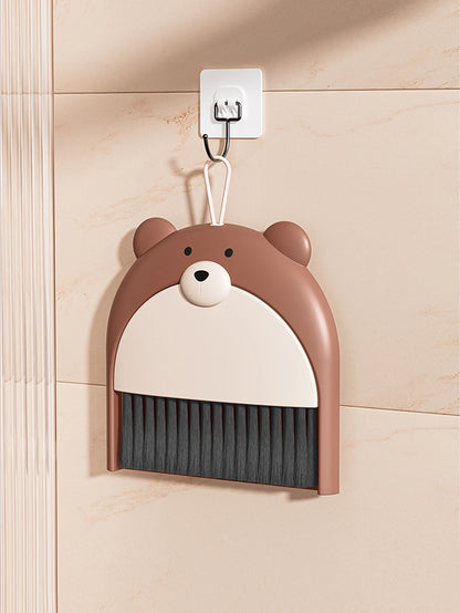 Small Broom Dustpan Set Cartoon Teddy Bear Household Desktop Garbage Shovel Small Dustpan Mini Foldable