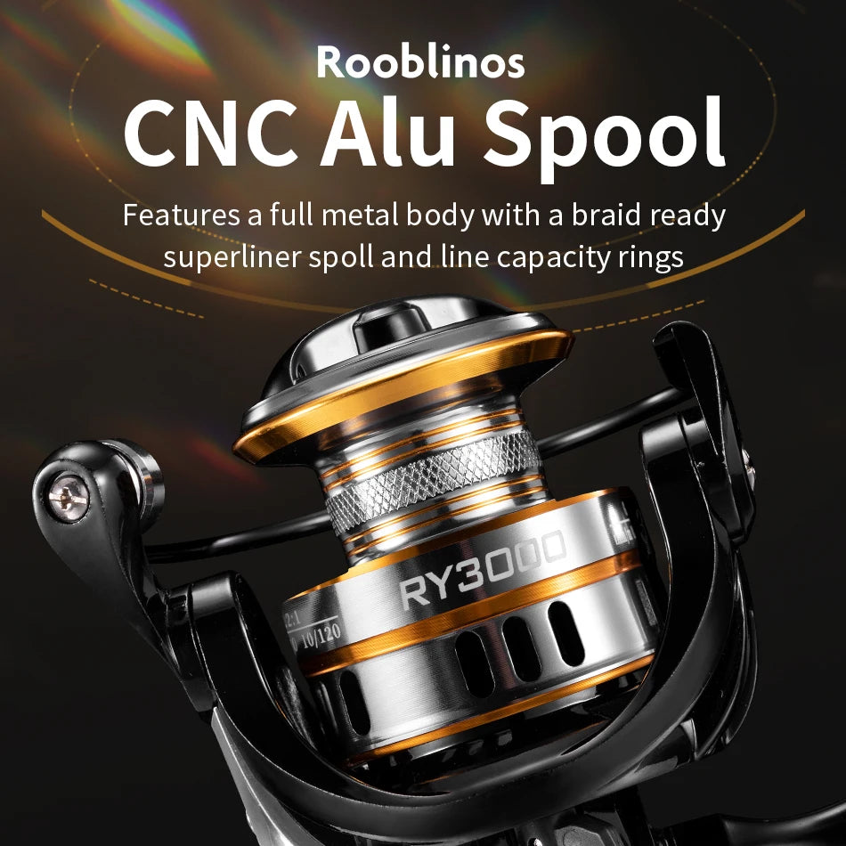 ROOBLINOS RY Spinning Reels Saltwater Freshwater Fishing Reel Ultralight Metal Frame Smooth And Tough High Speed Fishing Reels