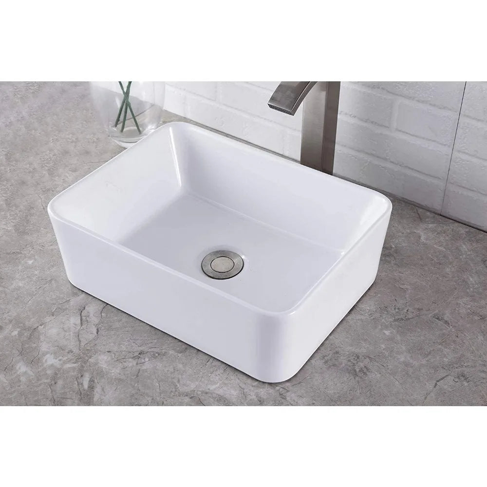 Rectangular Countertop Sink Art Basin Bathroom Sinks Pure White Porcelain Ceramic Container Sink Furniture Fixture Home