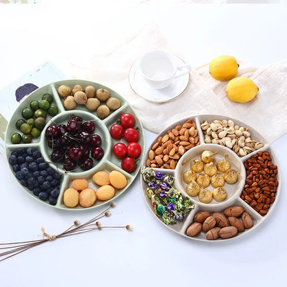 1 Pc 6-Compartment Food Storage Tray Dried Fruit Snack Plate Appetizer Serving Platter for Party Candy Pastry Nuts Dish