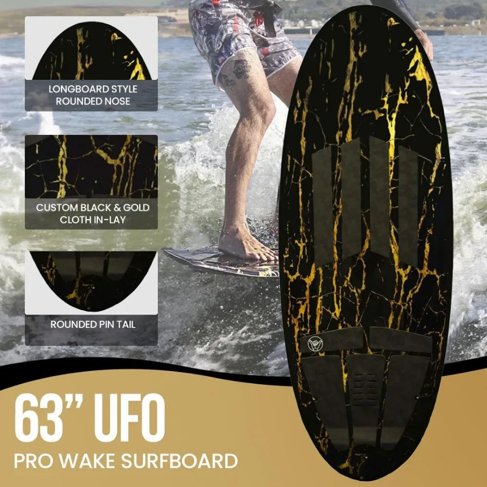 63” Wakesurf Board - Best Performance Wake Surfboards for Kids & Adults - Durable Compressed Fiberglassed Wake Surf Board