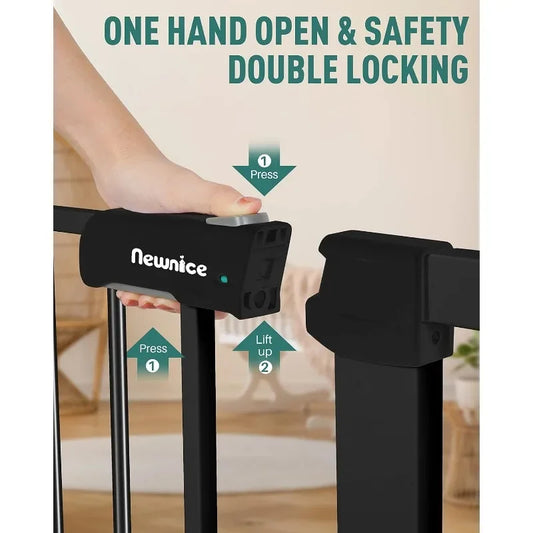 29.7"-46" Baby Gate for Stairs, Auto Close Dog Gates for the House, Wide Baby Safety Pet Gates Pressureay,