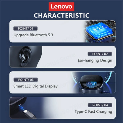 New Lenovo LP75 TWS Sports Earphones Bluetooth 5.3 Wireless Headphones Waterproof HiFi Stereo Noise Reduction Earbuds with Mics