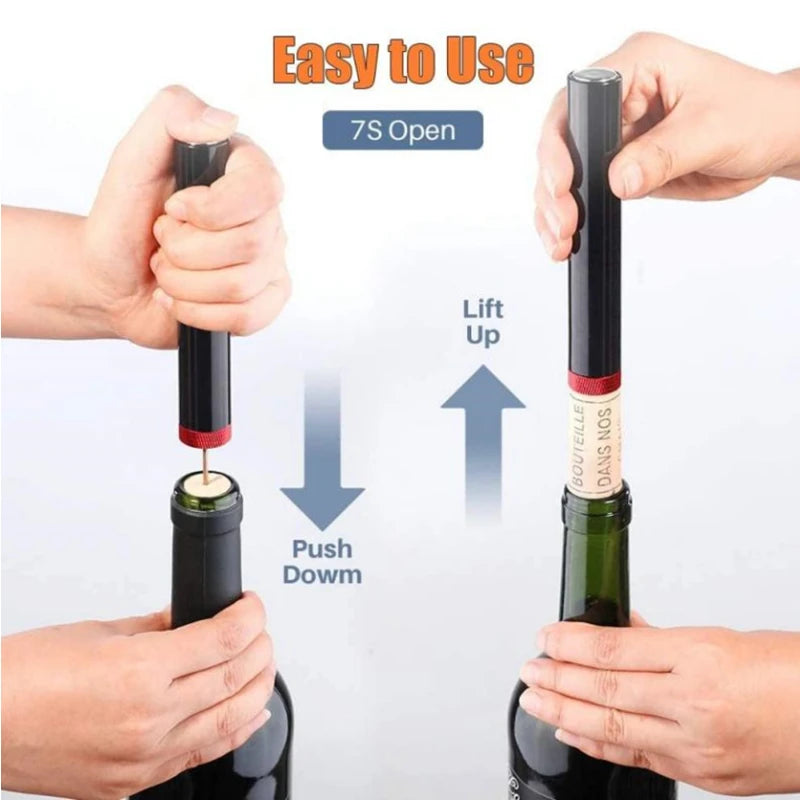 New Air Pressure Pump Wine Bottle Opener Portable Stainless Steel Pin Easy Cork Remover Corkscrew for Home Party Wine Lovers