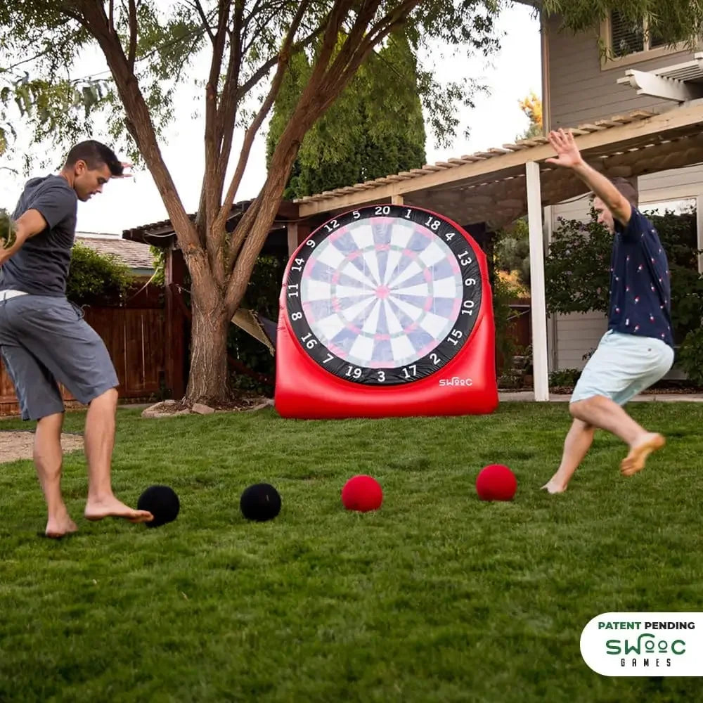 Games - Giant Kick Darts (Over 6ft Tall) with 15+ Games Included - Jumbo Soccer Darts with Air Pump - Big Inflatable Games