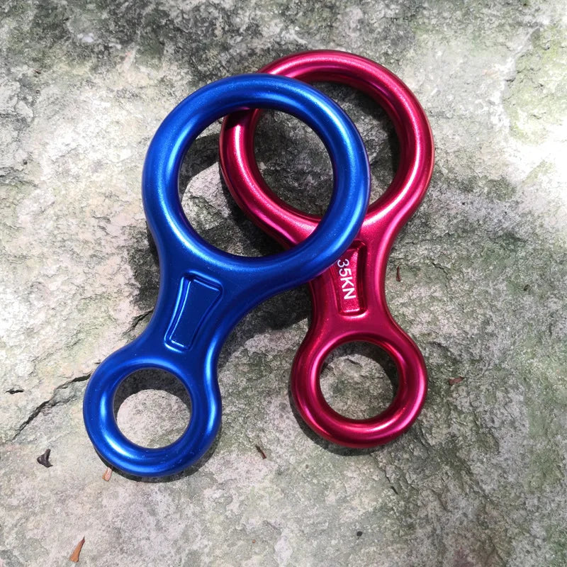 Rock Climbing Carabine 8 Shape Rigging Descender Aluminum Figure Belay Device Abseiling 35kN Eight Ring Downhill Equipment