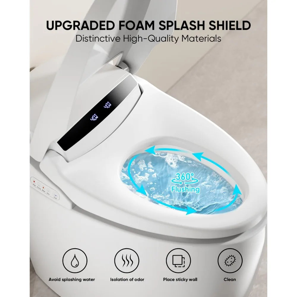 Tankless Smart Toilet with Bidet Built in, Warm Water Sprayer and Dryer, Foot Sensor Operation, Smart Toilet Bidet Toilet