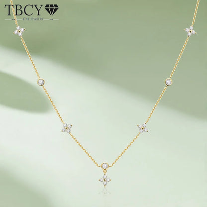 TBCYD All Moissanite Pendant Necklace For Women Four-leaf Clover Link Chain Diamond Test Passed 925 Sterling Silver Fine Jewelry