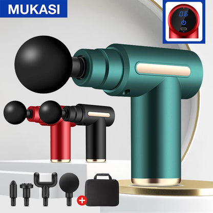 MUKASI Massage Gun LCD Display Electric Massager For Body Neck Back Pain Relief Therapy Deep Muscle Relaxation Fitness Slimming