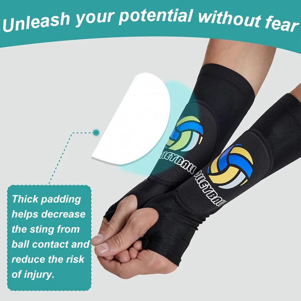 Volleyball Armband Arm Guards Wrist Support Breathable Arm Sleeves with Foam Protection Pads and Thumb Hole Volleyball Sleeves