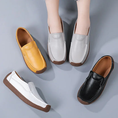 Genuine Leather Women's Casual Shoes Leisure Sneakers Women Luxury Brand Slip-on Loafers Female Soft Moccasins Zapatos De Mujer