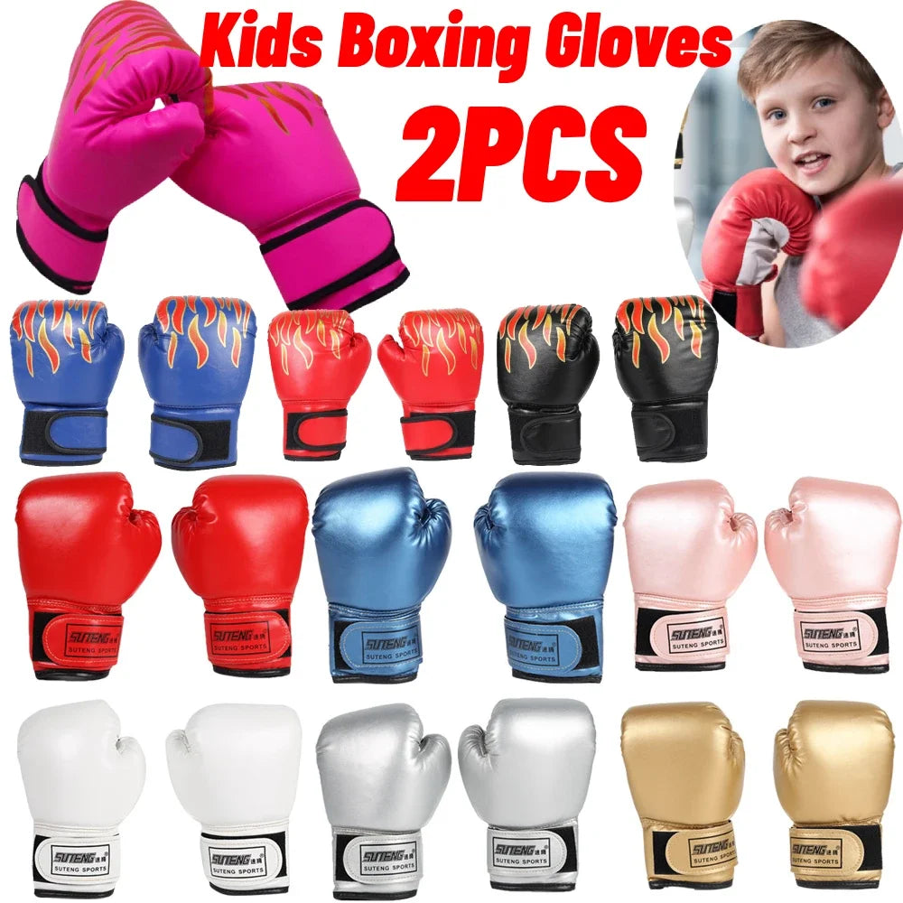 2pcs Kids Boxing Gloves PU Leather MMA Fighting Gloves Punching Bag Kickboxing Thai Gloves Professional for Kids Child Training