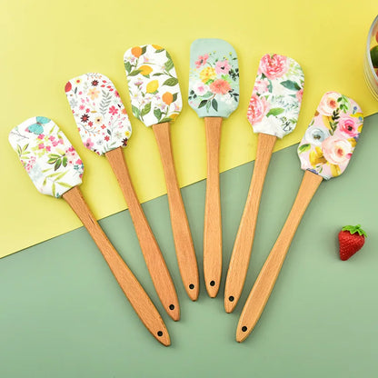 Creative Silicone Pastry Spatula Wooden Handle Cream Chocolate Pancake Baking Scraper Kitchen Cake Butter Batter Blender Mixer