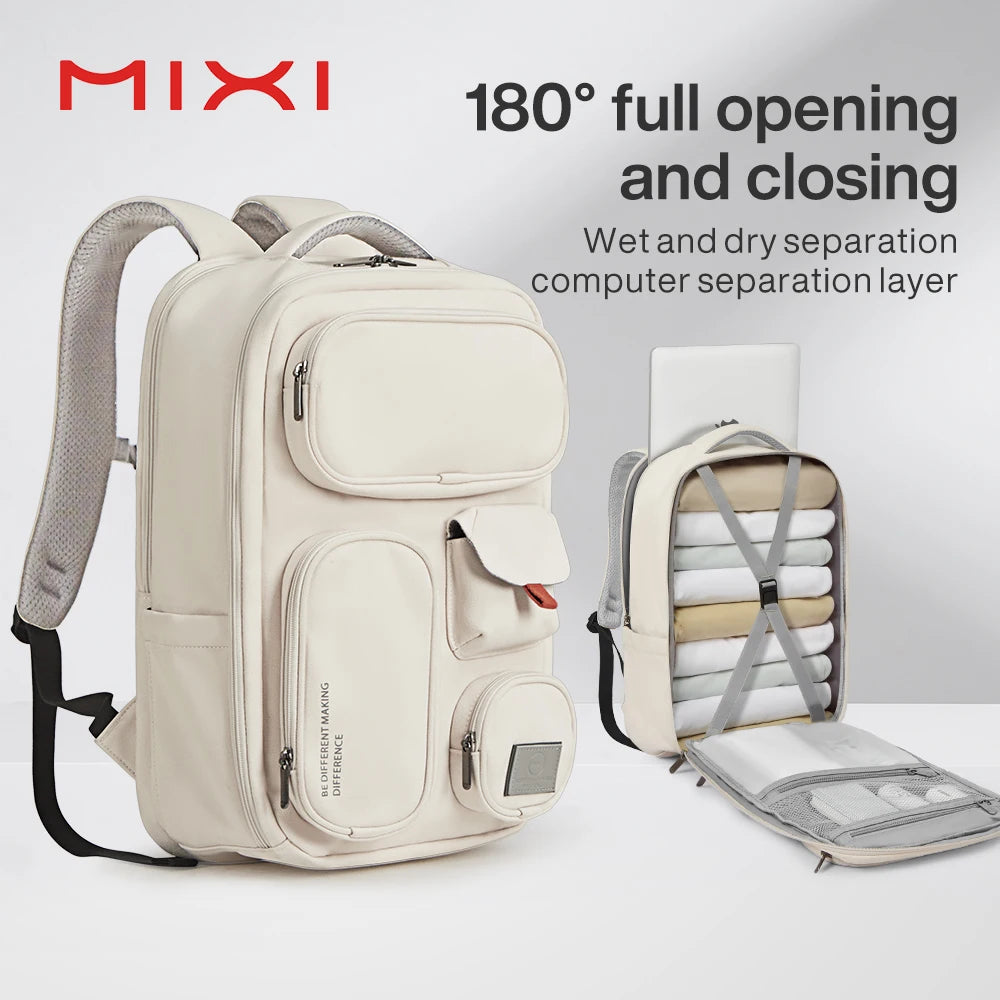 Mixi Outdoor Backpack Women Travel Bag 18 Inch Men Rucksack Waterproof Laptop White Black Blue