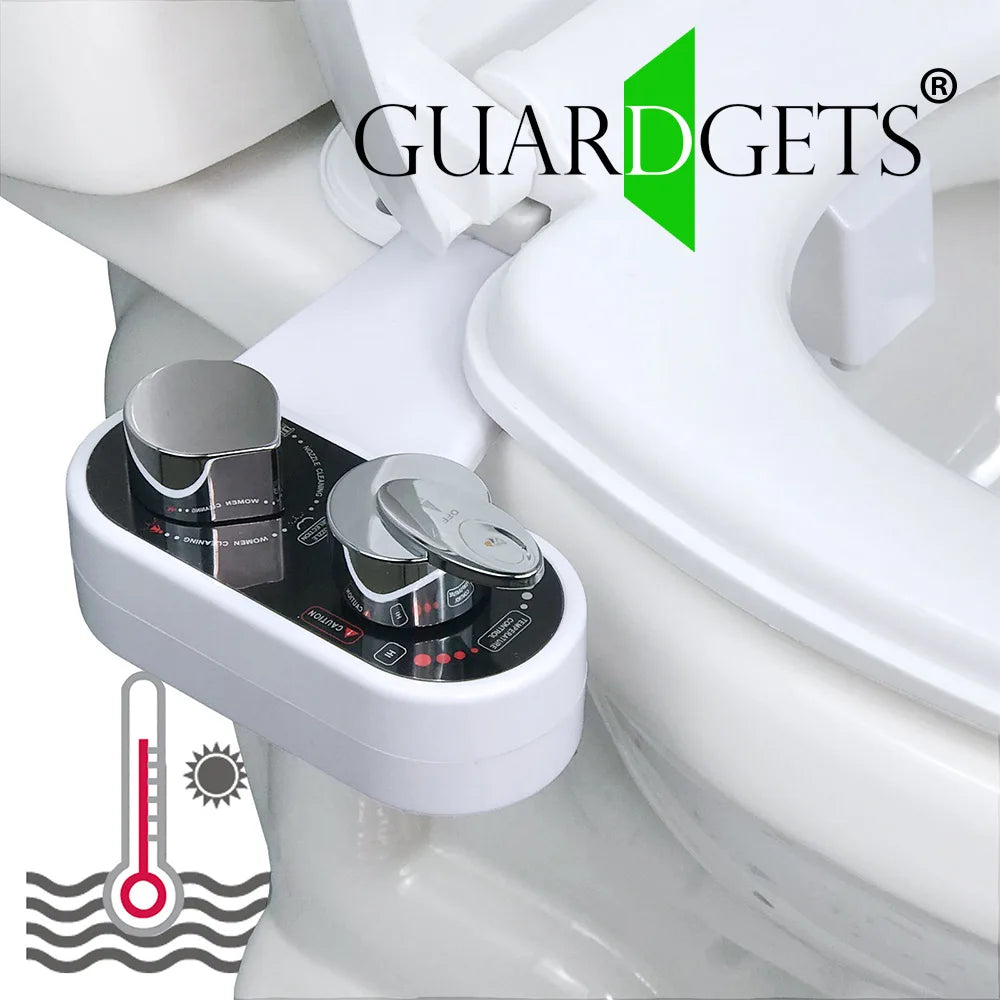 GUARDGETS Bidet Attachment For Toilet Warm Water Seat SprayerCleaning Dual Nozzle Cleaning Hot And Cold Non-Electric Baday