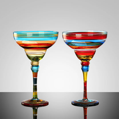 Painted Margarita Wine Glass Crystal Glass Hand-painted Cocktail Glass Alicia Home Goblet for Home Bar Wedding Party Dropship