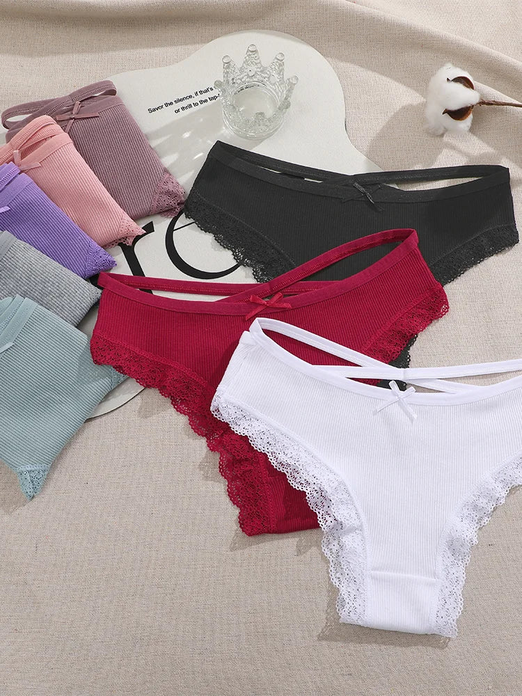 4PCS Women's Cotton Briefs Sexy Female Underpants Elasticity Comfortable Underwear Panties Lingerie S-XL Solid Color Intimate