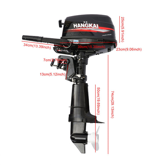 HANGKAI 123CC 4-stroke 6.5 HP Outboard Motor w/ Water-cooling System for small boats (PLS select ''Two Parts'')