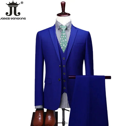 S-6XL Blazer Vest Pants High-end Brand Solid Color Formal Business Office Suit Three-piece Set Groom Wedding Show Dress Party