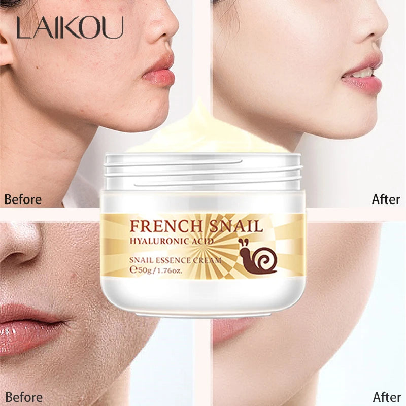 Snail Face Cream Improve Dry Rough Skin Wrinkle Brightening Facial Hyaluronic Acid Moisturizing Nourishing Serum Skin Care