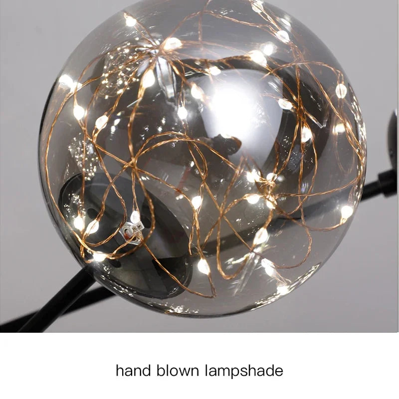 Nordic Branch Glass Ball Led Chandeliers Dimmable for Living Room Bedroom Dining Table Ceiling Pendant Lamp Home Decor Light