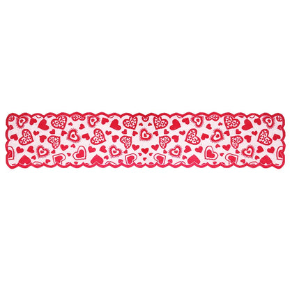 Valentine's Day Decoration Table Runner Romantic Lace Red Heart Love Table Cover Valentine Wedding Anniversary Party home decor