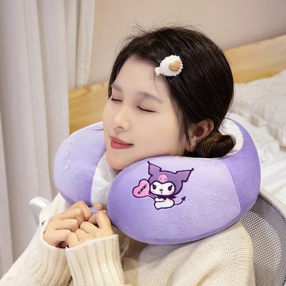 Lovely Kuromi My Melody U-shaped Neck Pillow Kawaii Japanese Style Cinnamoroll Travel Nap Pillow Skin Friendly Thickened Girl