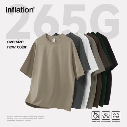 INFLATION Soft Touch 100% Cotton Blank T Shirt Men 265gsm Heavy Weight Oversized TShirt Unisex Hip Hop Tees