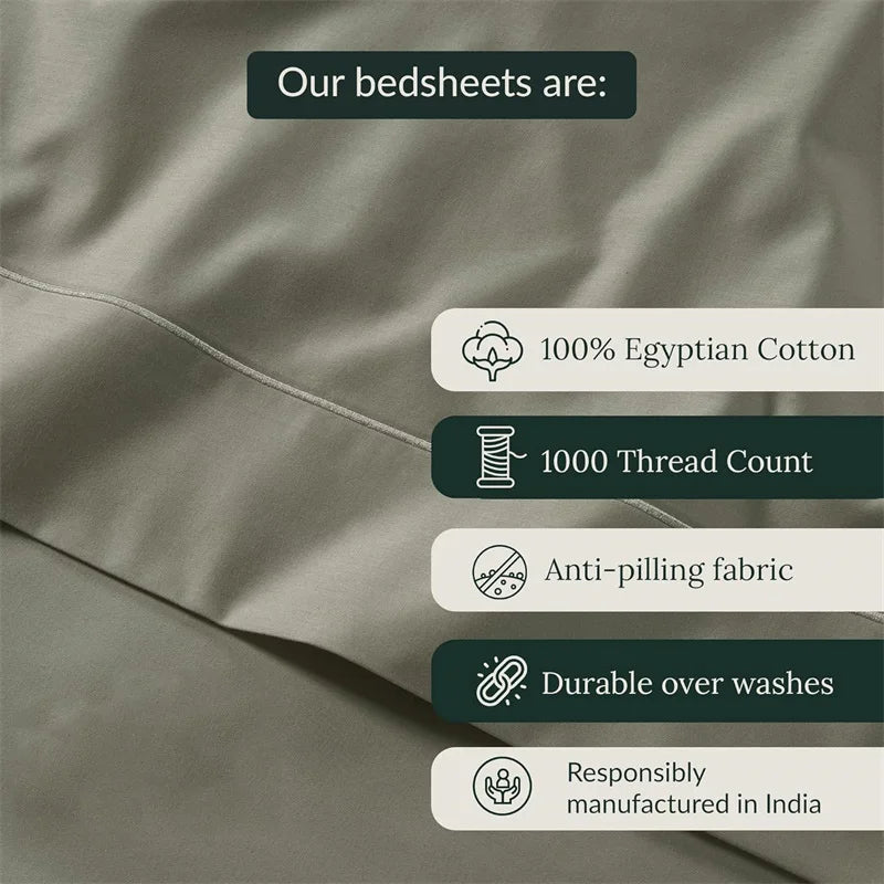 Luxury 100% Egyptian Cotton Bed Sheets Set 1000TC Bedding Set 4/6 Pieces Flat Fitted 
Sheet Pillowcase Double King Queen Size