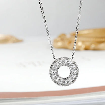 Serenity 2.5mm D Color All Moissanite Pendant Necklace For Women S925 Silver Sparkling Wedding Necklace Plated 18k Fine Jewelry