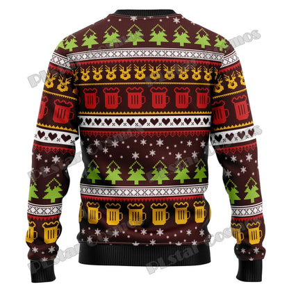 PLstar Cosmos Christmas Jingle Beer 3D Printed Men's Ugly Christmas Sweater Winter Unisex Casual Warm Knitwear Pullover MY22