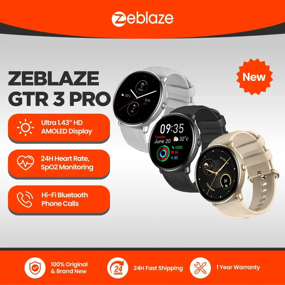 Zeblaze GTR 3 Pro Voice Calling Smart Watch AMOLED Display 316L Stainless Steel Fitness Smartwatch For Women