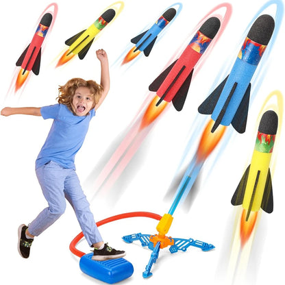 Toy Rocket Launcher for Kids, Stomp to Flying Foam Rocket & Jump Air Launch Pad, Fun Outdoor Activitie Sport Game for Children