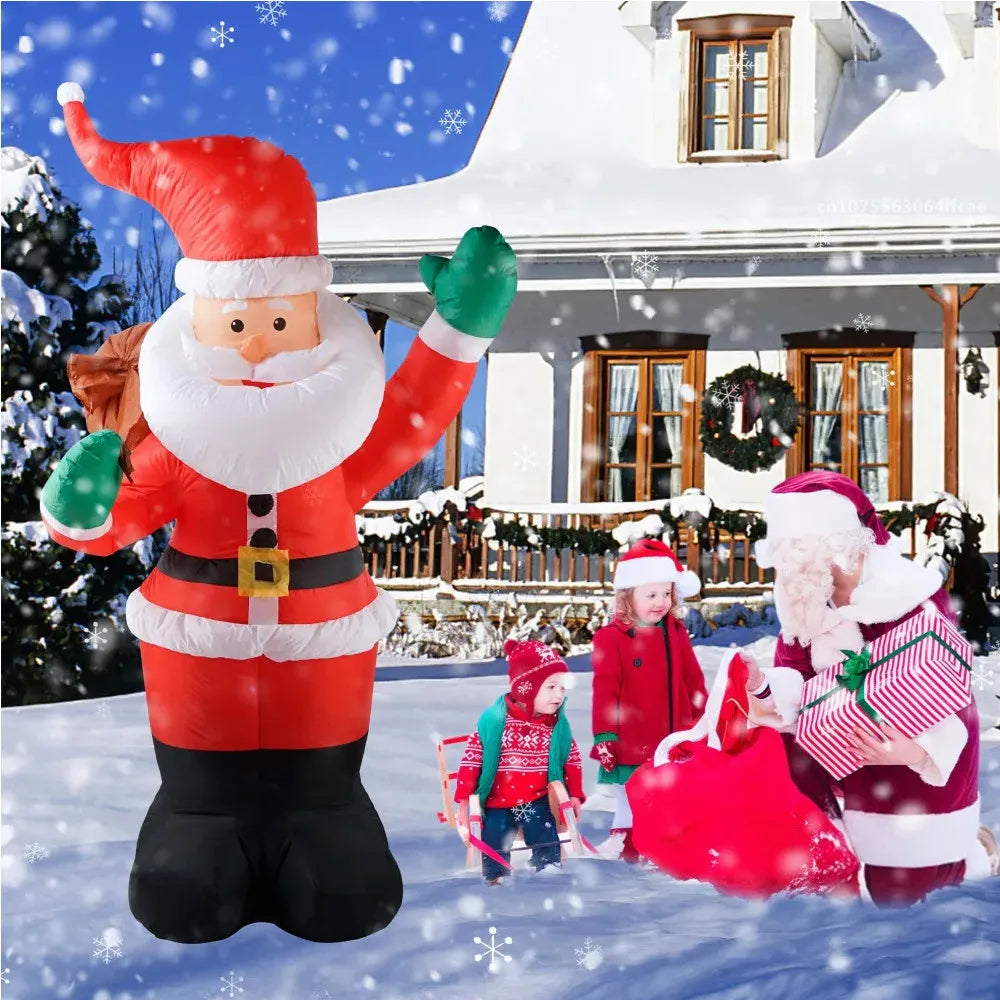 1.8m Xmas Inflatable Santa Built-in LED Lights Up Inflatable Model Outdoor Ornament Xmas Gift Party New Year Indoor Props Decor