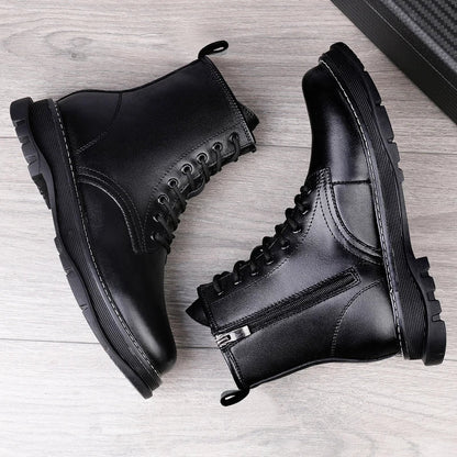 Leather High Top Boots Height Increase 2.3"