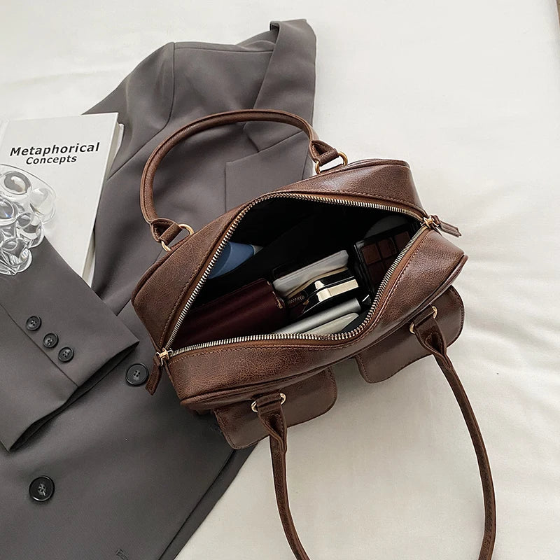 LEFTSIDE Small Double Pockets Shoulder Bags for Women New Fashion Trend Designer Underarm Bag Female Handbags and Purses