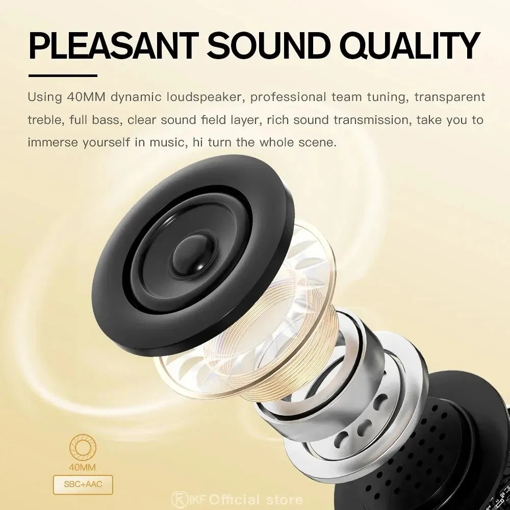 IKF-K3 Over Wireless Ear Headphones ENC Call Noise Cancelling Bluetooth 5.3 Headset With Mic 50 Hours Playtime 38ms Low Latency