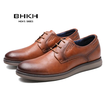 BHKH Male Sneakers Autumn/Winter traf Leather Men Casual Shoes Business Work Office Lace-up Dress shoes For Men Size47