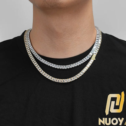 New Arrivals 6mm Baguette Diamond Silver/Gold Plated Hip Hop Jewelry Iced Out Tennis Chain Necklace Gift For Women/Men