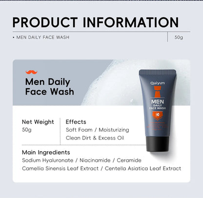 LAIKOU Men Facial Foaming Cleanser Deeply Cleansing Oil Control Moisturizing Blackhead Removal Skin Care Face Wash Foam Cleanser