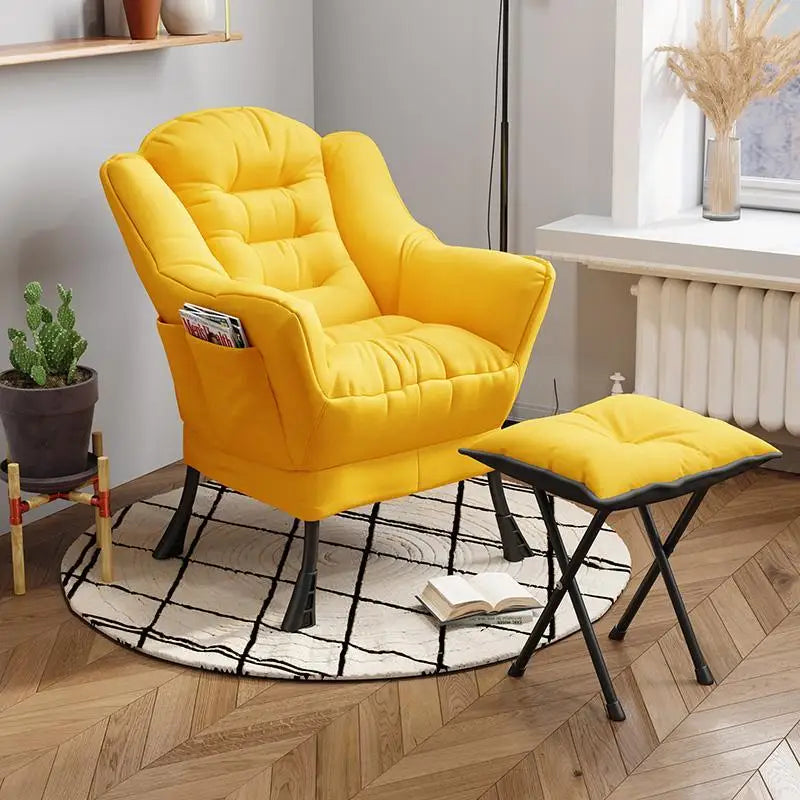 New Living Room Chairs Lazy Leisure Home Light Back chair sofa chair Bedroom Home comfortable Sofa Chair Armchair with Footrest